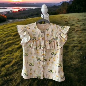 Rebecca Taylor Firefly Top, Size 2, Floral Top